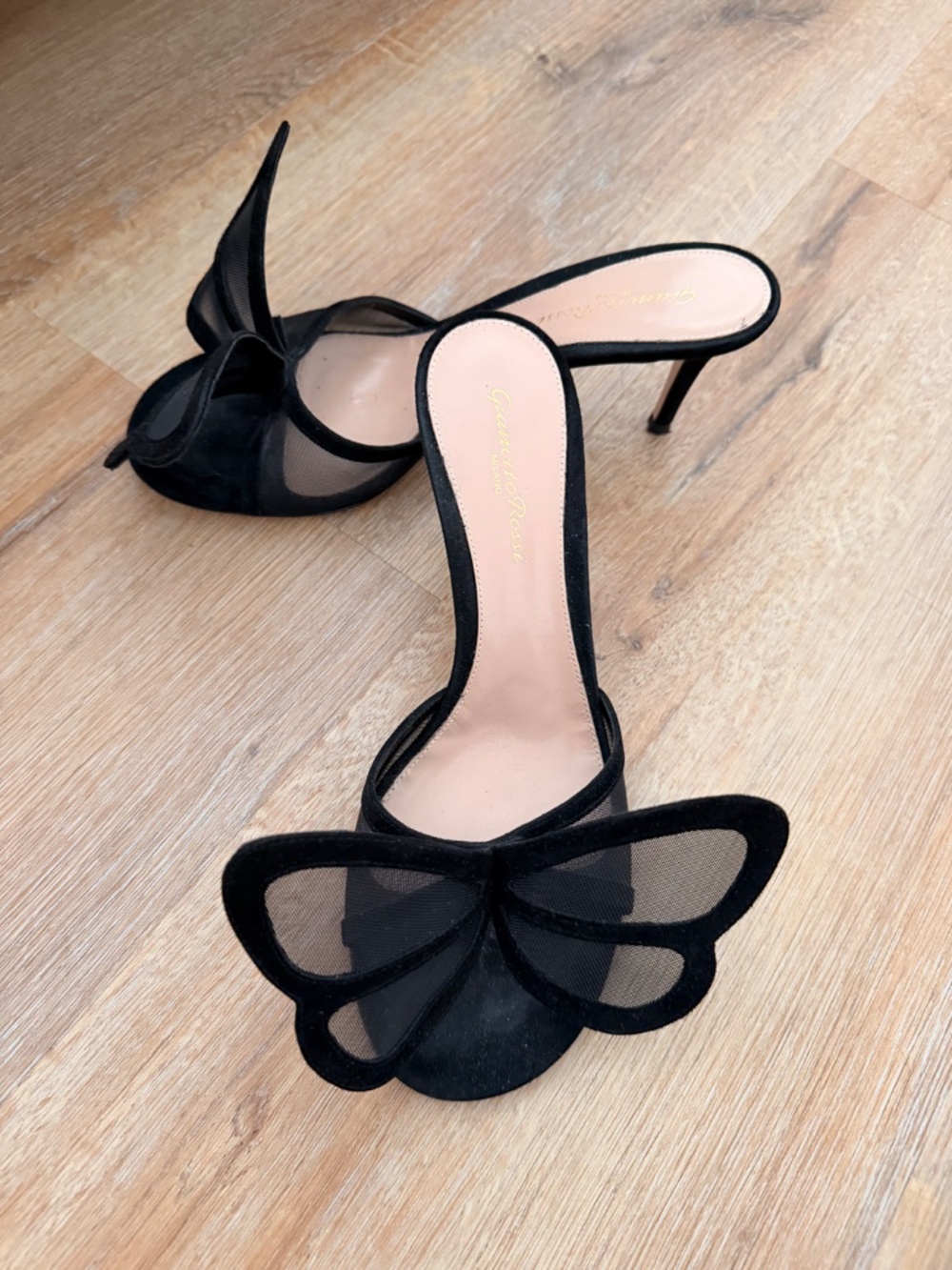 Gianvito Rossi llia Suede Butterfly Mules Black 70mm-Size 38 - Picture 2 of 5